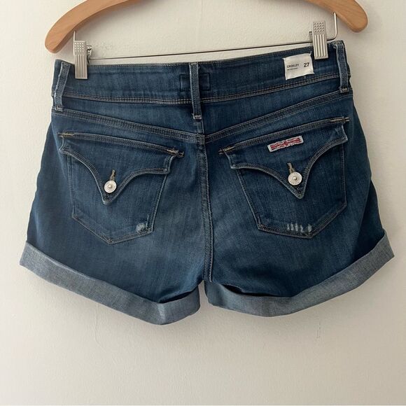 Hudson Denim Shorts Croxley Flap Pockets Jean Shorts Size 27 Cuffed Distressed - Picture 1 of 10